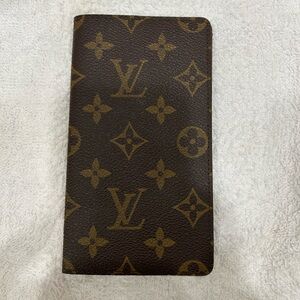 Vintage Louis Vuitton Brown and Gold Monogram Passport or Checkbook Cover
